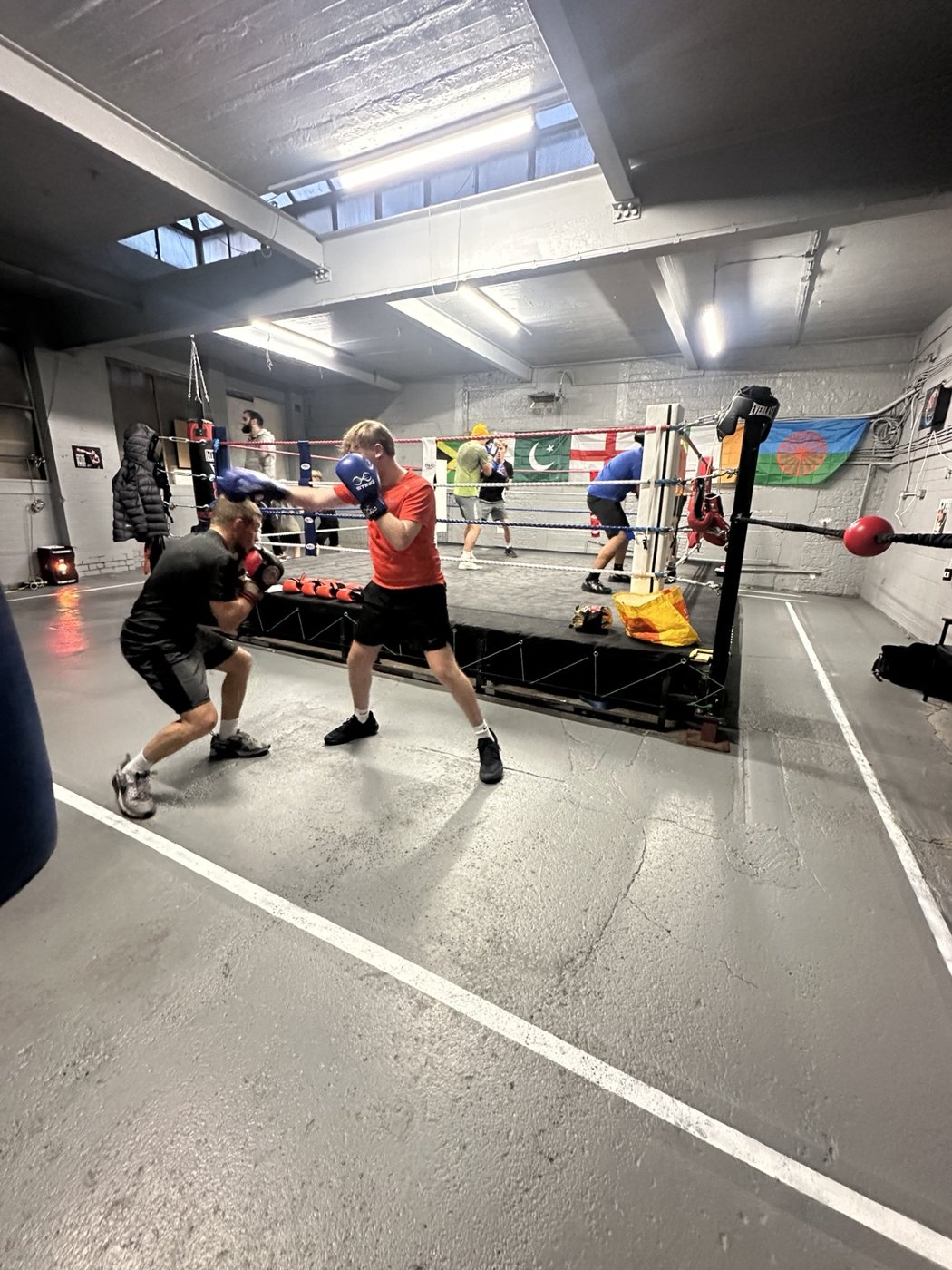Boxing practice during a club session